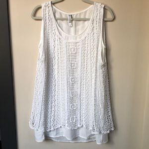 Maria Rello off-white long crochet lace sleeveless blouse size medium